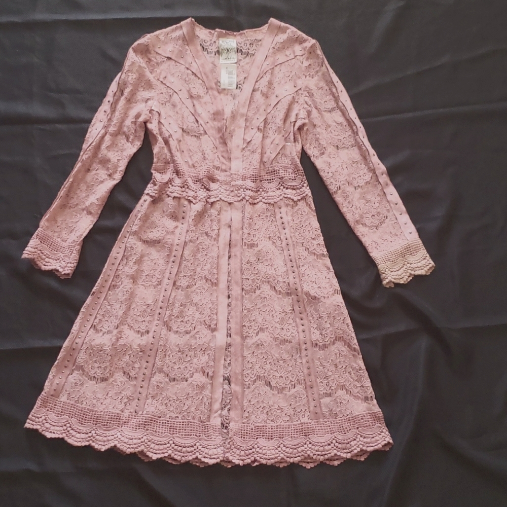 Coral colored western lace cardigan